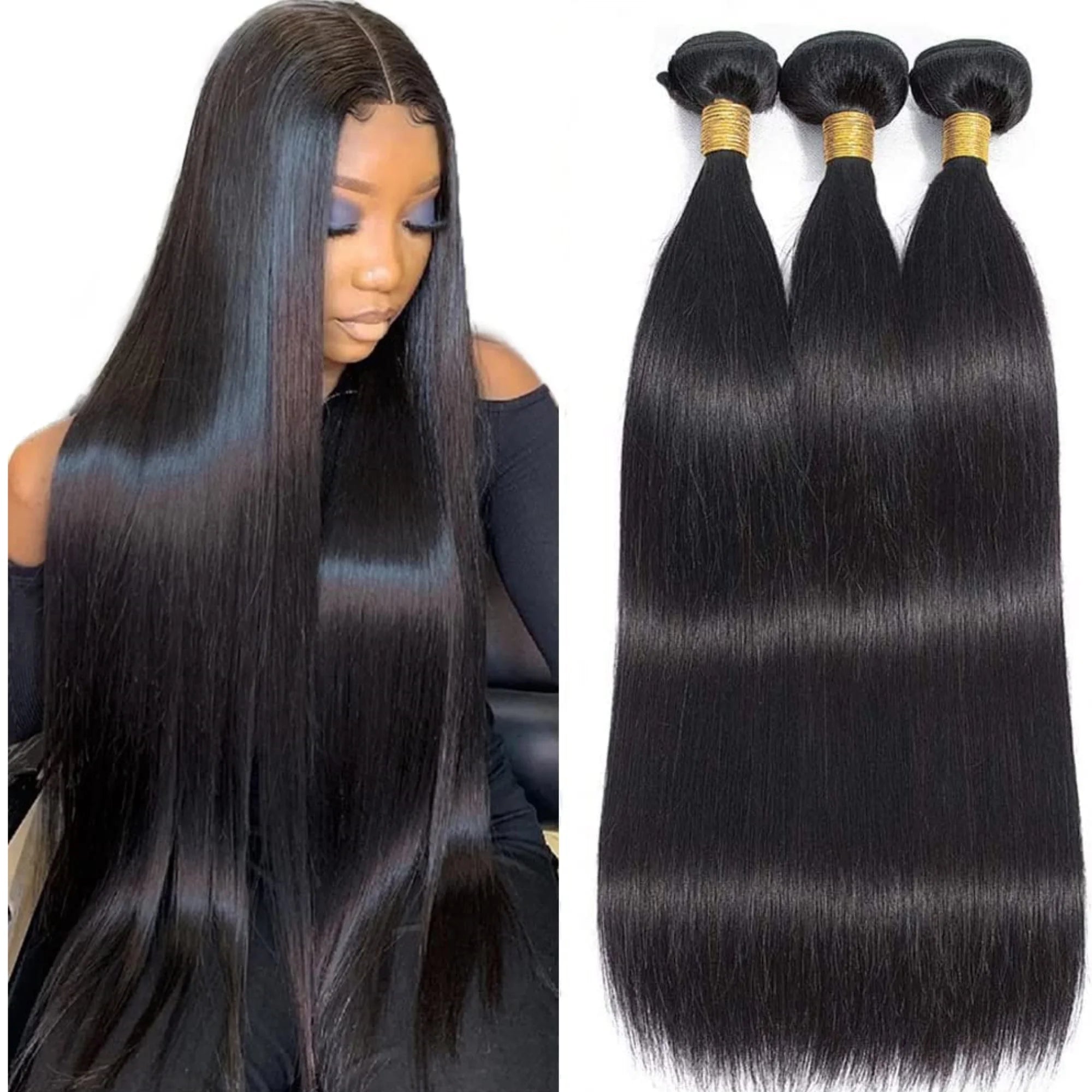 Human Hair Bundles Straight Human Hair Bundles Brazilian Bundles Straight Natural 16 18 20 Inch 3 Bundles Virgin Remy 10A Unprocessed Bundle Human Hair Double Weft Natural Color