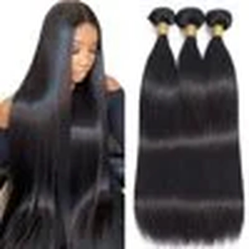 Human Hair Bundles Straight Human Hair Bundles Brazilian Bundles Straight Natural 16 18 20 Inch 3 Bundles Virgin Remy 10A Unprocessed Bundle Human Hair Double Weft Natural Color