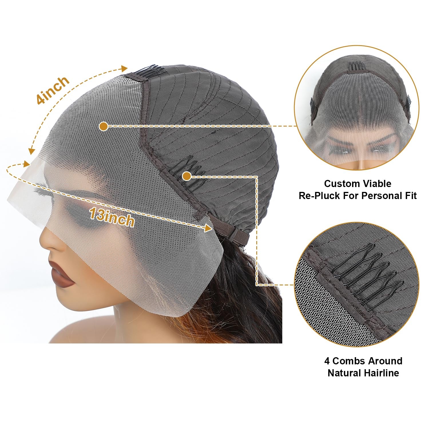 Ombre Highlight Lace Front Wigs Human Hair Colored 1B/30 Black Brown Body Wave Wigs Human Hair 13X4 HD Transparent Lace Human Hair Wig for Women 180% Density 28Inch