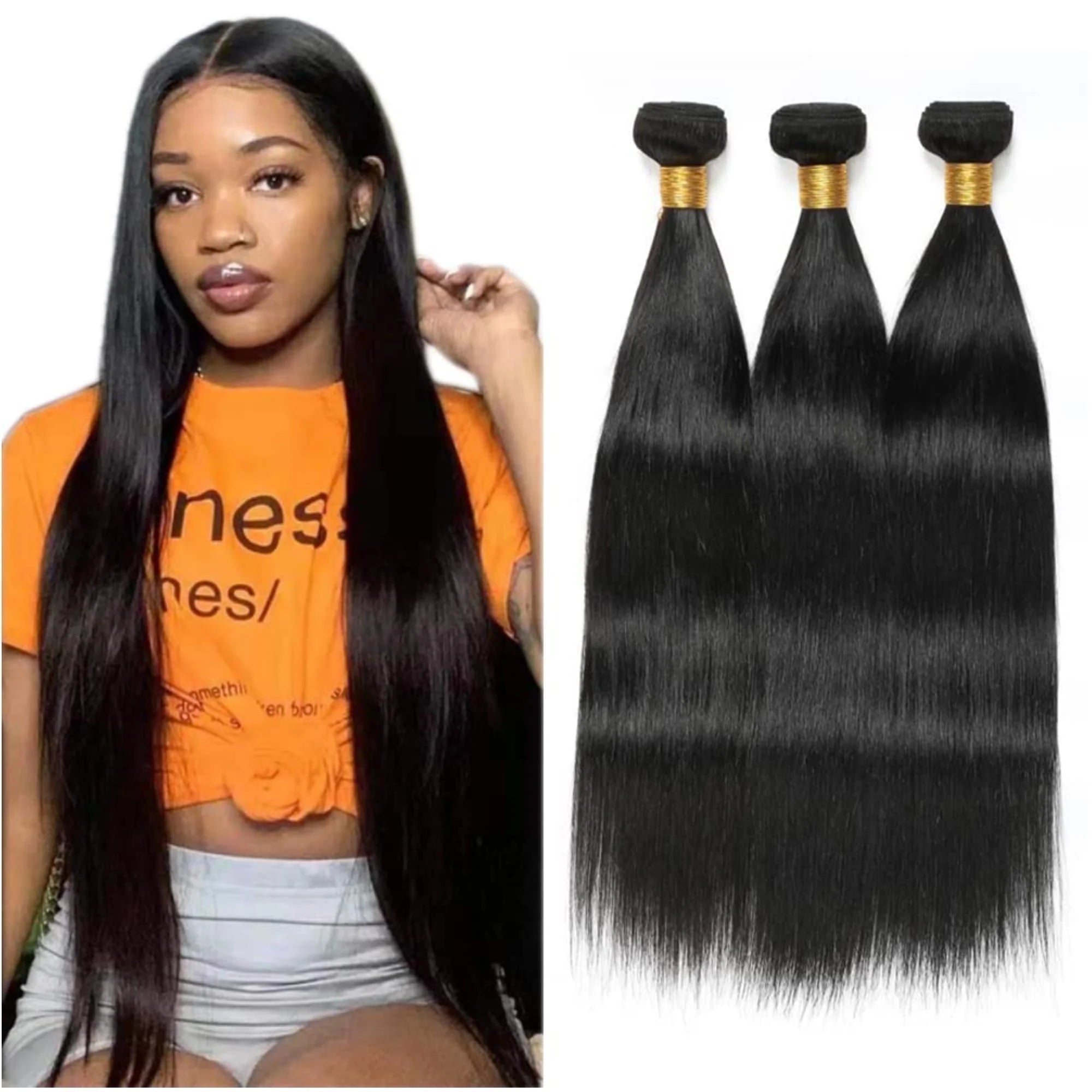 Straight Human Hair 22 24 26 Inch 3 Bundles 10A Remy Bundle Human Hair Double Weft for Women