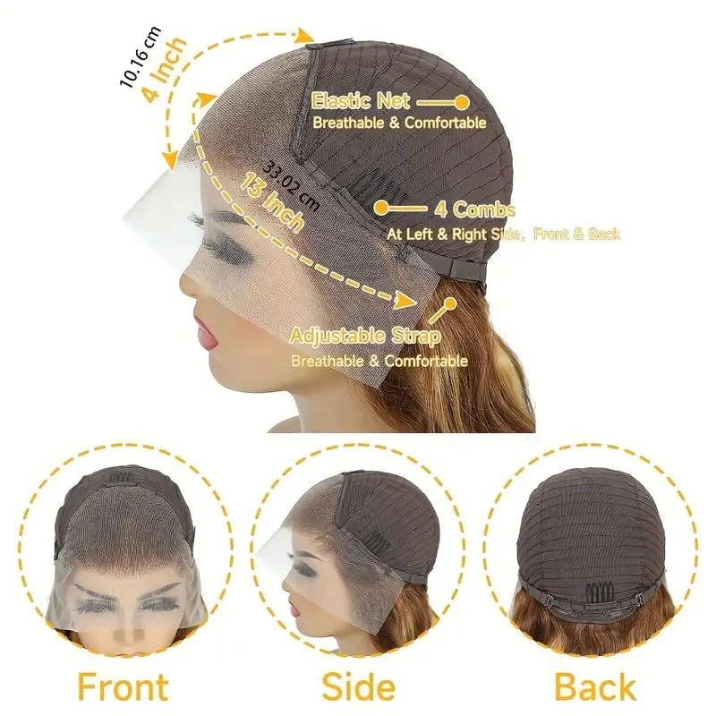 Highlight Ombre Lace Front Wig Human Hair Pre Plucked Body Wave 4/27 Colored Honey Blonde Wigs 13X4 HD Lace Frontal Wigs Human Hair 180 Density Glueless Wigs Human Hair for Women 20 Inch